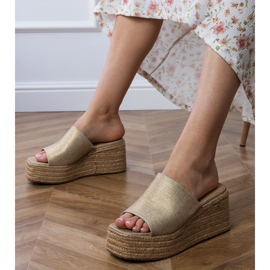 Klasszikus Espadrilles arany papucs a platformon aranysárga 1