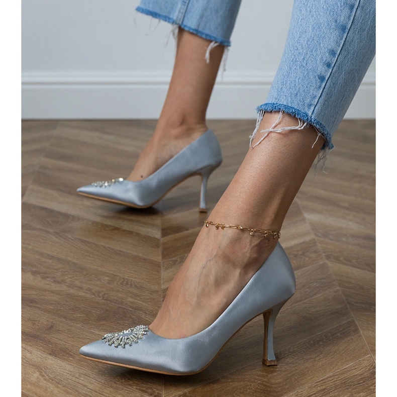 Ezüst szatén szivattyúk cirkonokkal 2