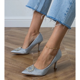 Ezüst szatén szivattyúk cirkonokkal 1