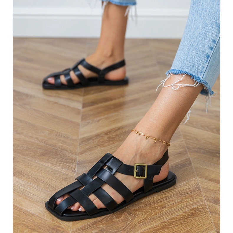 Fekete szandál gladiátor épült 2