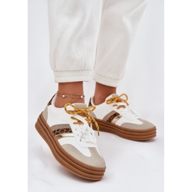 Női cipők a platformon, dupla, fehér leopárd nyomtatással 2