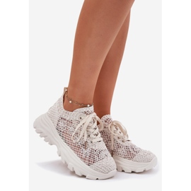 Női cipők horgolt felső bézs felső részével 1