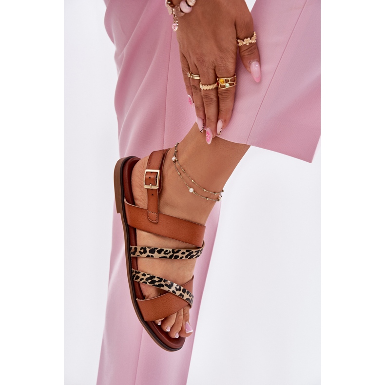 Lapos, fákos női szandál leopárd leopárdokkal Sergio Leone SK086H tevecsíkok barna 2 Lapos, fákos női szandál leopárd leopárdokkal Sergio Leone SK086H tevecsíkok barna 2