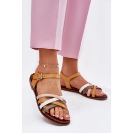 Női szandál Sergio Leone SK090H lengő csíkokkal sárga 2