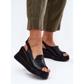 ARTIKER Női bőr szandál horgonyzó Artker 52C0484 fekete 2