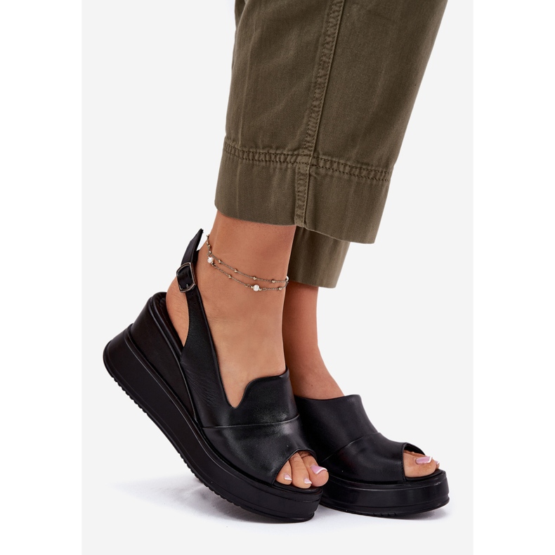 ARTIKER Női bőr szandál horgonyzó Artker 52C0484 fekete 1