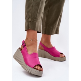ARTIKER Női szandál természetes bőrből készült ék arter 54c0789 fuchsia rózsaszín 2