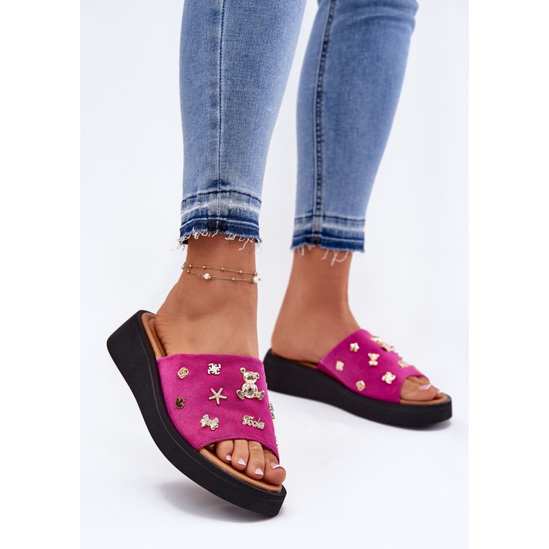 Vinceza Női velúr papucs Vince -vel 66741 Fuksja rózsaszín 2