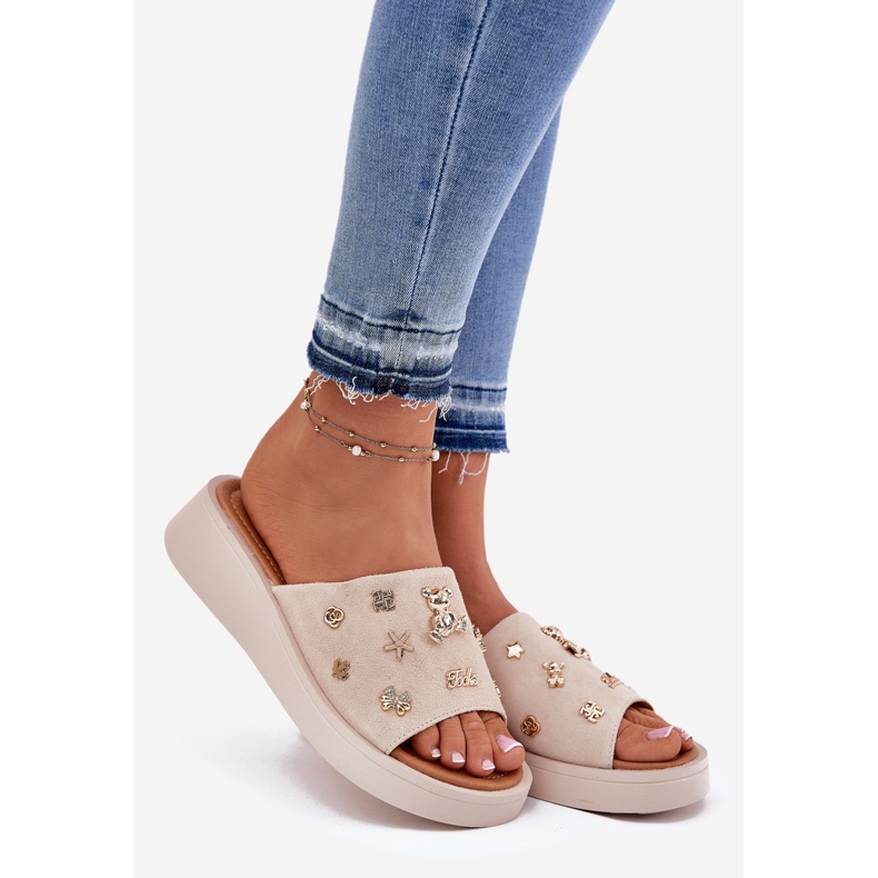 Vinceza Női velúr papucs Vince -vel 66741 bézs 1