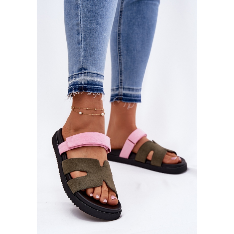 Vinceza Női papucs flopok Vince-vel 17401 rózsaszín tépőzáras zöld 2 Vinceza Női papucs flopok Vince-vel 17401 rózsaszín tépőzáras zöld 2