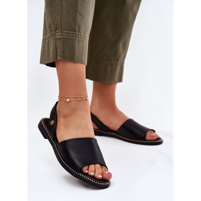 EVento Lapos, rágcsált női szandál öko bőr fekete 2