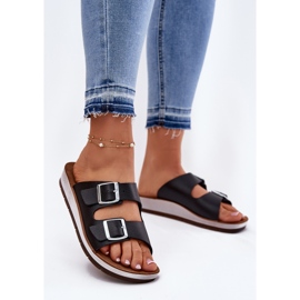 Női flip flopok inblu cp000042 fekete bilincsekkel 2