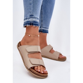 Női bőr papucs inblu aa0005g bézs 2