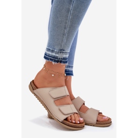 Női bőr papucs inblu aa0005g bézs 1