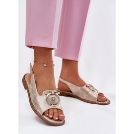 S.Barski Elegáns szandál lapos sarkú dekorációval S. Barski Kv51-003 arany aranysárga 2