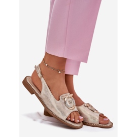 S.Barski Elegáns szandál lapos sarkú dekorációval S. Barski Kv51-003 arany aranysárga 1