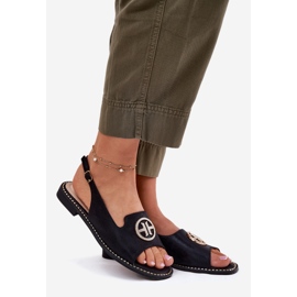 S.Barski Lapos sarkú női szandál díszes S. barski kv51-002 fekete 1