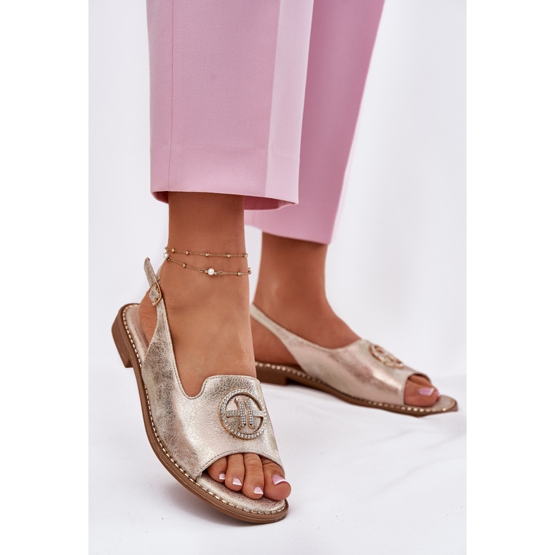 S.Barski Lapos sarkú női szandál díszes S. barski kv51-002 arany aranysárga 2