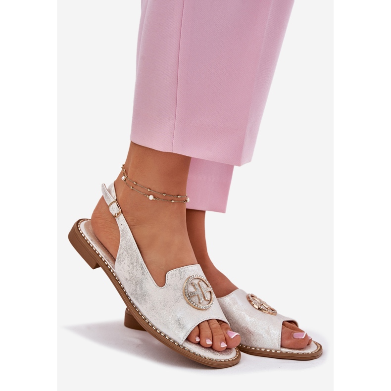 S.Barski Lapos sarkú női szandál S. Barski KV51-002 ezüst díszével 1