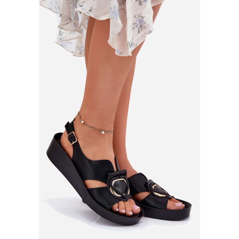 S.Barski Női bőr szandál ékön S. Barski Kv51-031 fekete 1