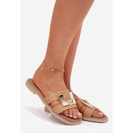 Női lapos flip flopok dekoratív részletekkel Artiker 56C1335 Bézs 1