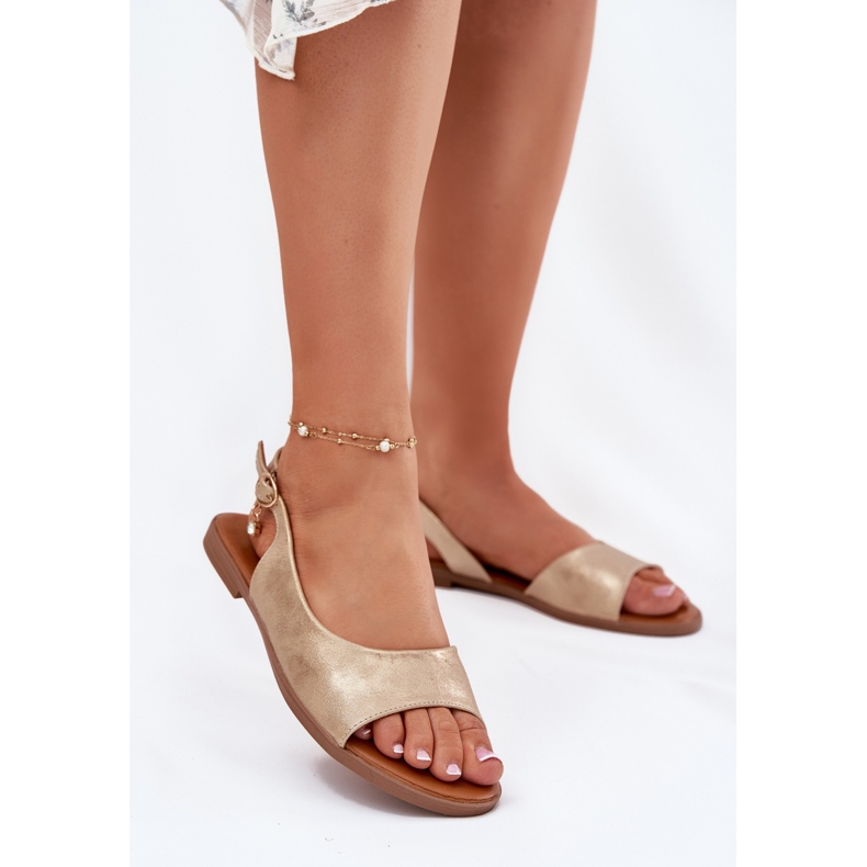 EVento Lapos fásztás női szandál arany aranysárga 2