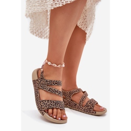 Női bőr szandál Zazoo K1004 Leopard nyomtatás barna 1
