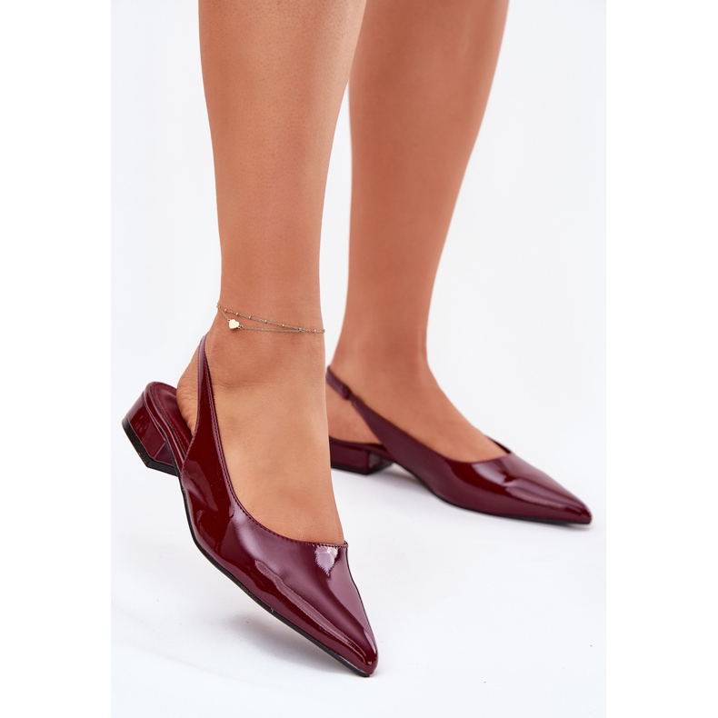 Festett, alacsony sarokú balerinas bordó piros 2