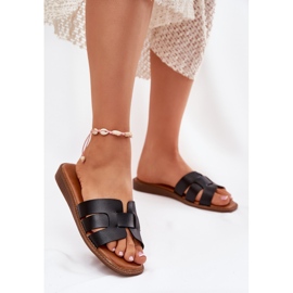 Női papucs öko bőr fekete bőrrel 2