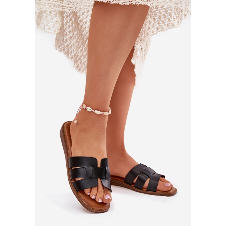 Női papucs öko bőr fekete bőrrel 1