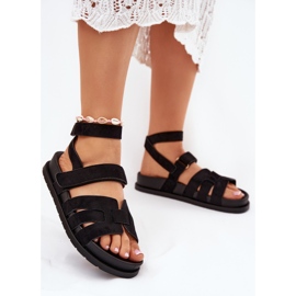 Öko velúr női szandál tépőzárral fekete 2