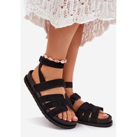 Öko velúr női szandál tépőzárral fekete 1