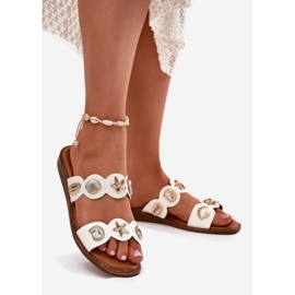 Női papucs flopok arany csapokkal fehér 1