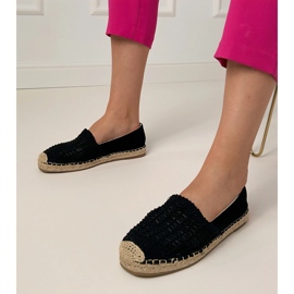 Fekete nyitott eSpadrilles a platformon 1