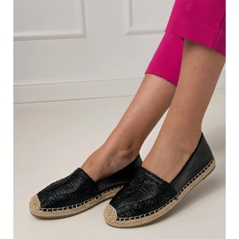 Fekete nyitott eSpadrilles a platformon 1