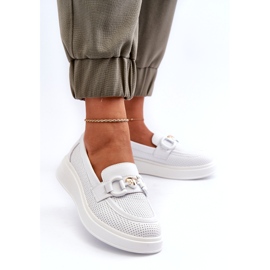 S.Barski Női bőrkosárok a platformon Białe S. Barski LR720 díszítéssel fehér 3 S.Barski Női bőrkosárok a platformon Białe S. Barski LR720 díszítéssel fehér 3