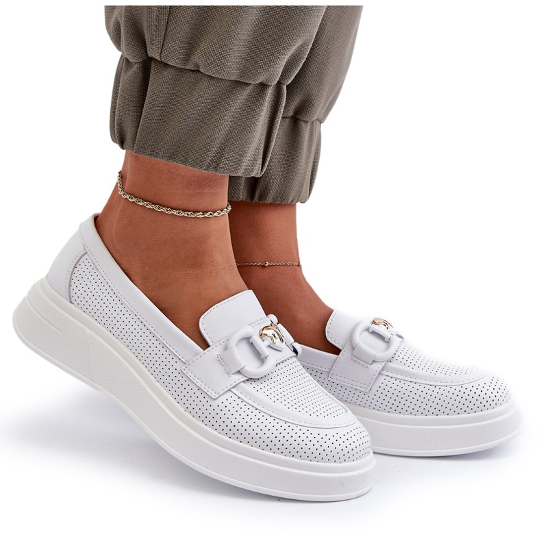 S.Barski Női bőrkosárok a platformon Białe S. Barski LR720 díszítéssel fehér 4 S.Barski Női bőrkosárok a platformon Białe S. Barski LR720 díszítéssel fehér 4