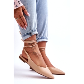 A női öko-rész meztelen ballerinákat kötött bézs 2