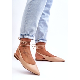 A női öko-rész meztelen ballerinákat kötött bézs 1