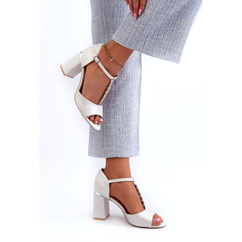 Vinceza Ezüst Aniya magas sarkú szandál cirkóniával 5