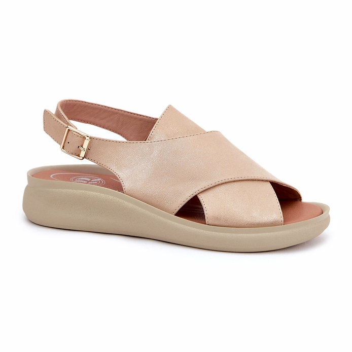 Jezzi Női szandál az öko-bőr aranyból aranysárga 4