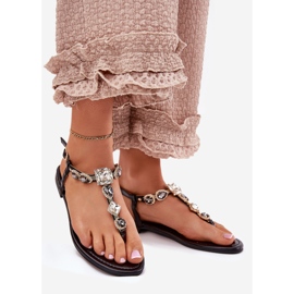 Lapos, feeding női szandál fekete kristályokkal 1 Lapos, feeding női szandál fekete kristályokkal 1