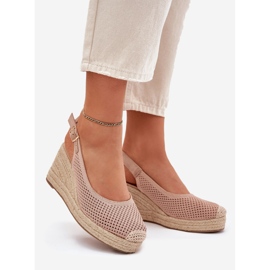 Női szandál ékhez rózsaszín zsinórral 1