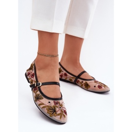 Ballerinák hímzéssel és öv fekete 2 Ballerinák hímzéssel és öv fekete 2