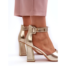 Evento Elegáns női arany magassarkú szandál aranysárga 2