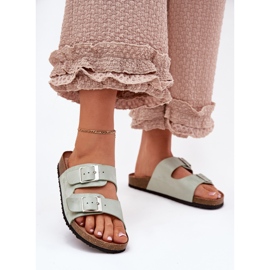 Női papucs flopok a parafa platformon menta bilincsek zöld 2