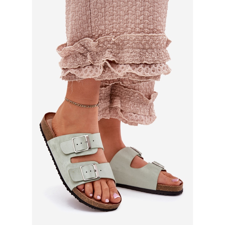 Női papucs flopok a parafa platformon menta bilincsek zöld 1 Női papucs flopok a parafa platformon menta bilincsek zöld 1