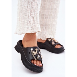 Női hab papucs arany csapokkal fekete csapokkal 2