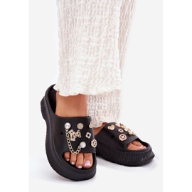 Női hab papucs arany csapokkal fekete csapokkal 1