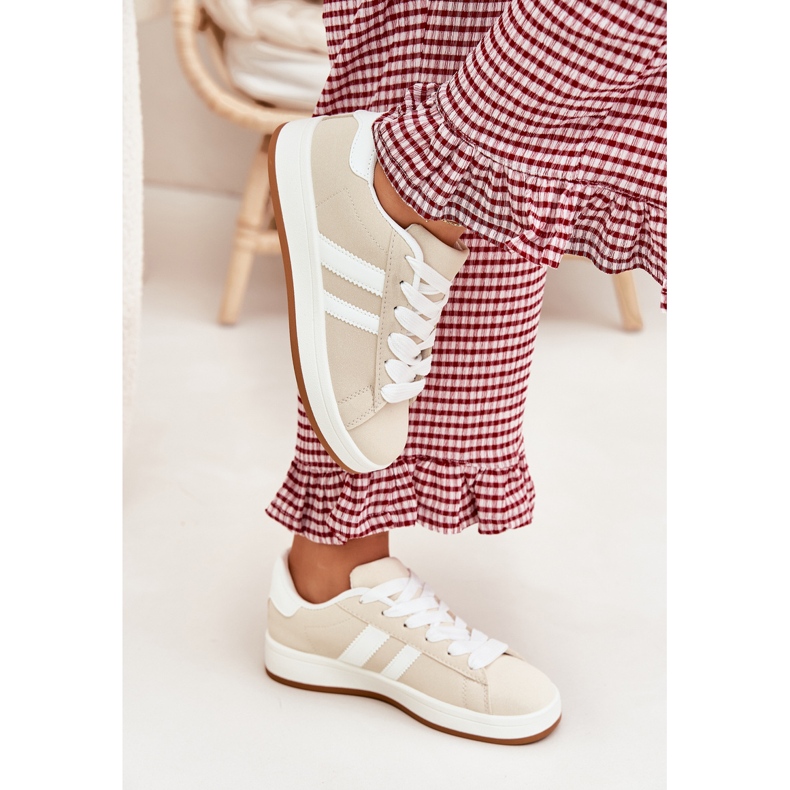 Női cipők sportcipő öko bőr bézsával 2